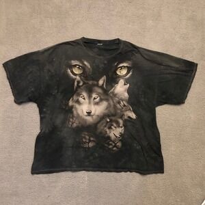 The Mountain Wolf Pack Tie Dye Graphic T-Shirt Black Mens 3XL Vintage Style Tee